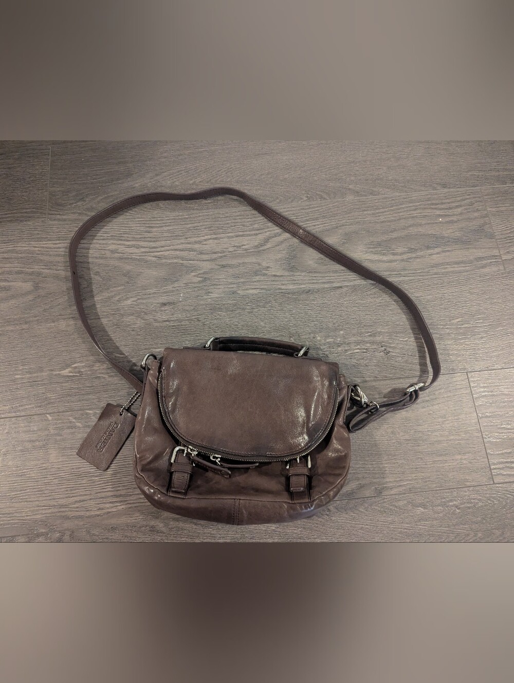 DANIER Chocolate Brown Leather-Style Crossbody Bag